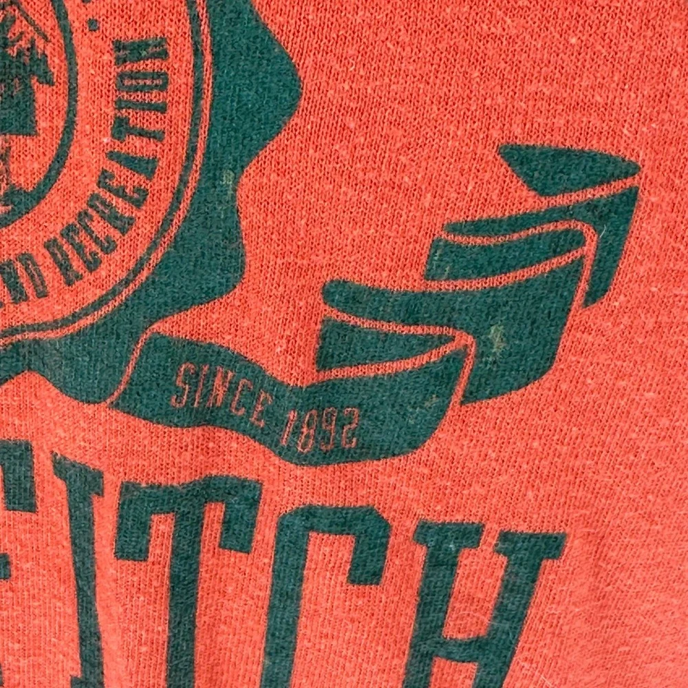 Vintage Abercrombie Fitch Y2K Long Sleeve Graphic T Shirt Orange XL Moose